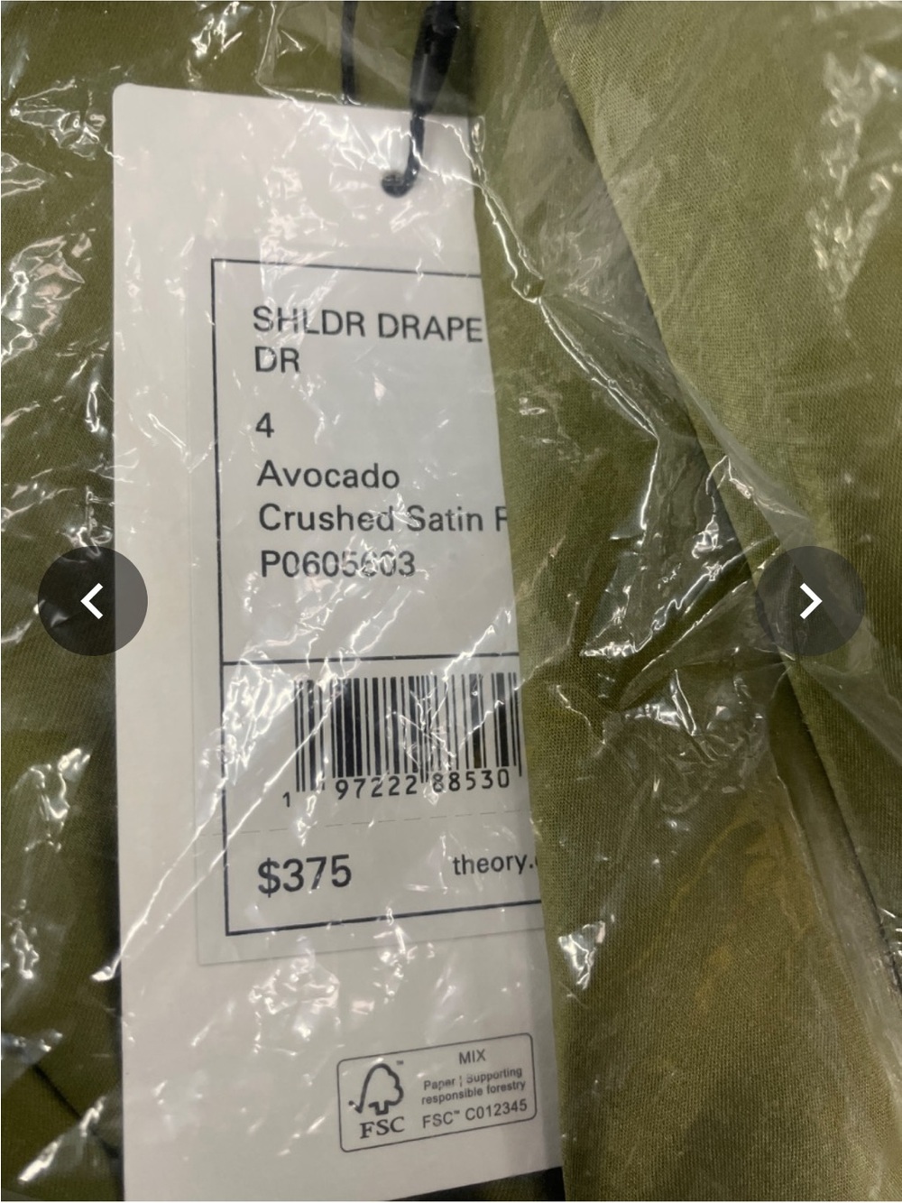 NWT Theory Drape Midi Dress in Avocado - Picture 4 of 9